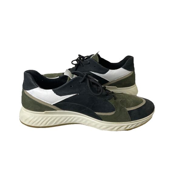 Ecco Men\'s St.1 Lite Athleisure Leather Sneakers, Black/Green/White Comfort Sz 9 main image 5